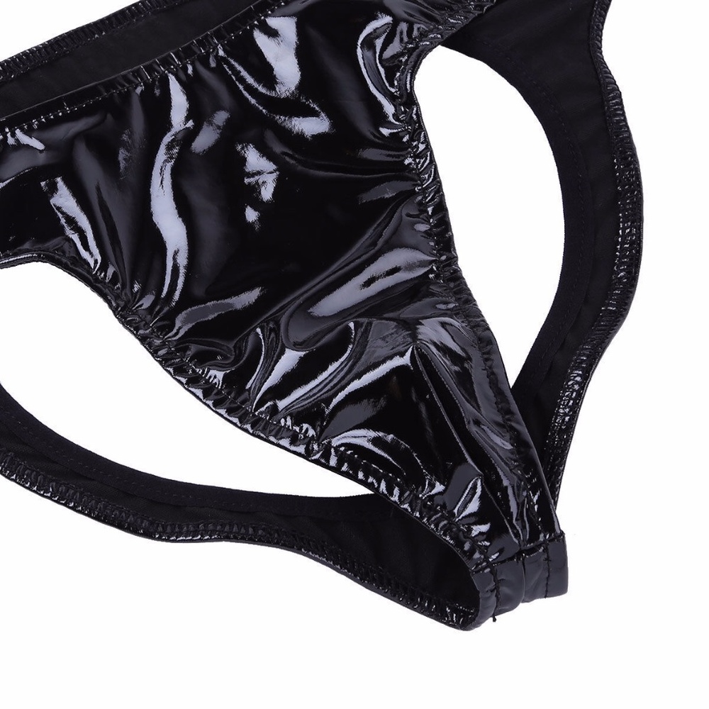 Men's New PVC Black Vinyl Backless Briefs Open Back Underwear - Picture 5 of 15